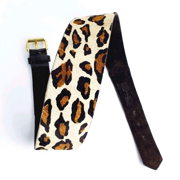 B-Low the Belt Wide Ponyhair Waist Leather Belt L - Picture 6 of 11